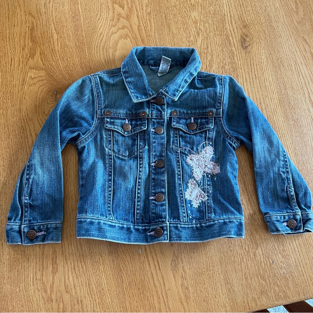 GAP Kids Denim Jacket with Floral Detail
